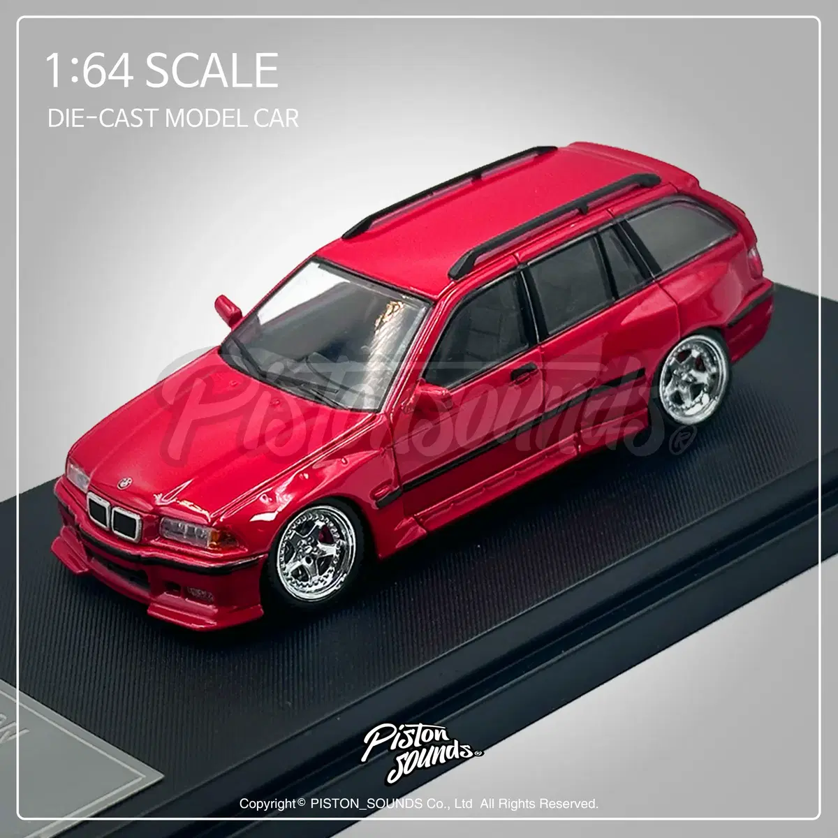 1:64스케일 다이캐스트 BMW E36 M3 투어링 레드 와이드바디 튜닝